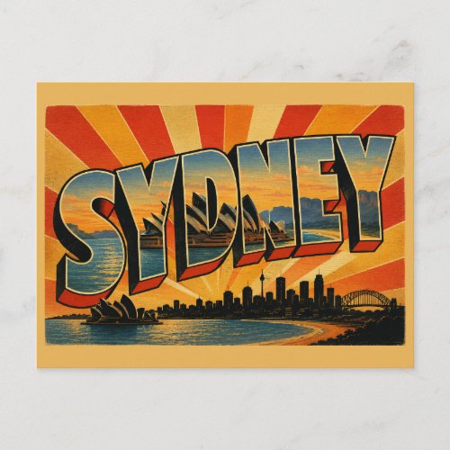 Sydney NSW Vintage Travel Art Postcard