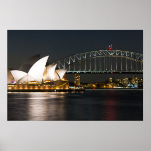 Sydney Opera house and Harbour bridge Poster