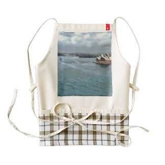 Sydney Opera house and water in front Zazzle HEART Apron
