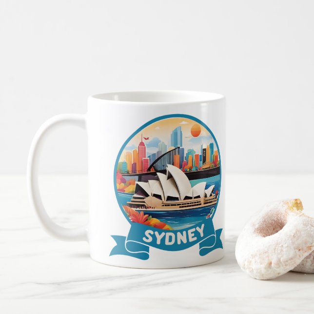 Sydney Opera House Australia Coffee Mug (With Donut)