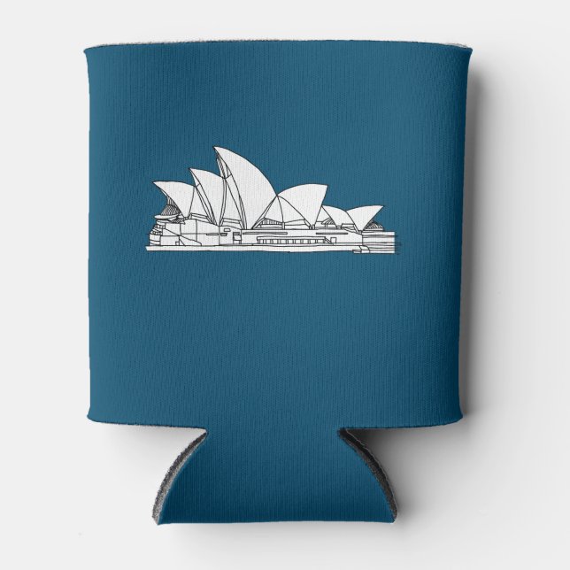 Sydney Opera House Australia drawing sketch Can Cooler (Front)