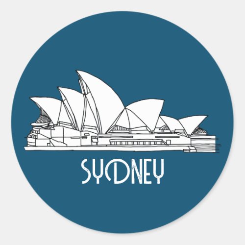 Sydney Opera House Australia drawing souvenir Classic Round Sticker