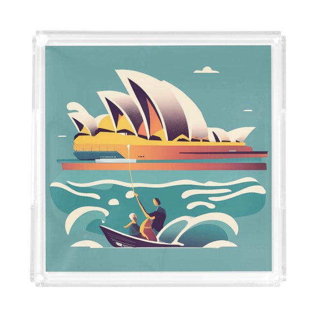 Sydney Opera House Australia painting souvenir Acrylic Tray (Front)