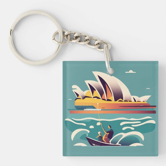Sydney Opera House Australia painting souvenir Keychain (Front)