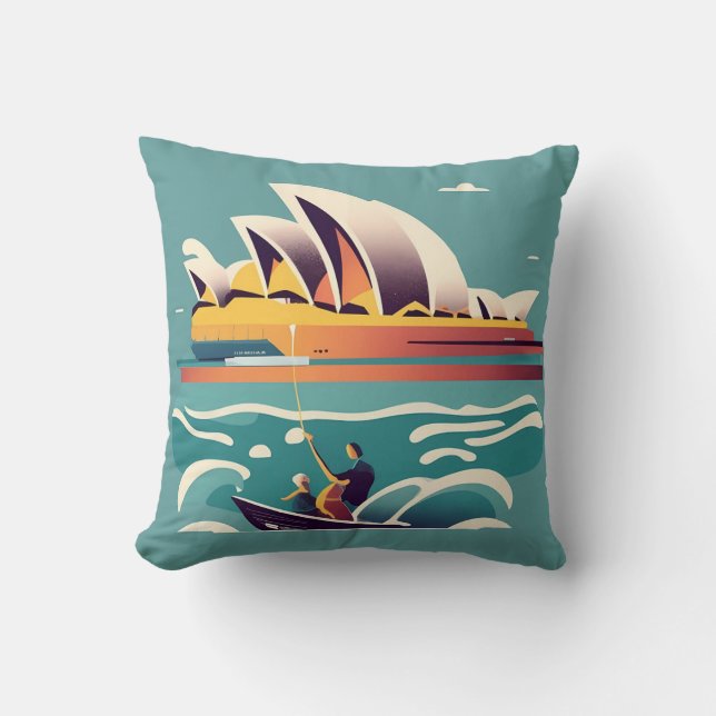 Sydney Opera House Australia painting souvenir Throw Pillow (Front)