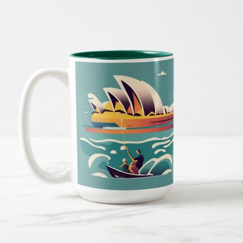 Sydney Opera House Australia painting souvenir Two_Tone Coffee Mug