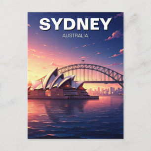 Sydney Opera House Australia sunset bridge Postcard