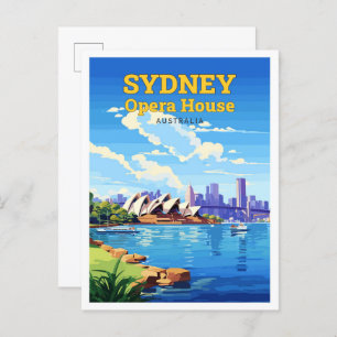 Sydney Opera House Australia Travel Art Vintage Postcard