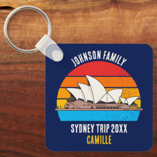 Sydney Opera House Australia Trip Custom Blue Keychain