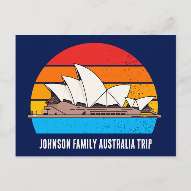 Sydney Opera House Australia Trip Custom Blue Postcard (Front)