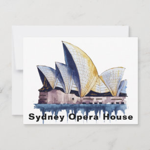 Sydney Opera House Australia Watercolor Postcard