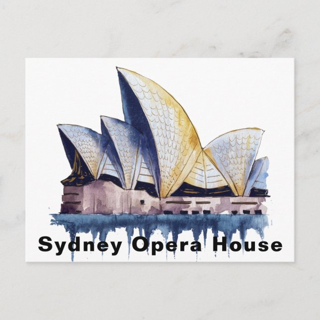  Sydney Opera House Australia Watercolor Postcard (Front)
