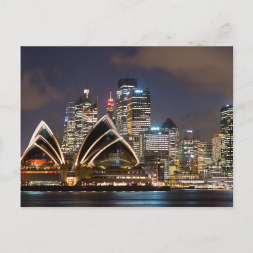 Sydney Opera house  cityscape at night Australia Postcard