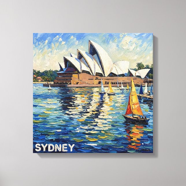 Sydney Opera House Harbor Sailing Stretched Canvas Print (Front)