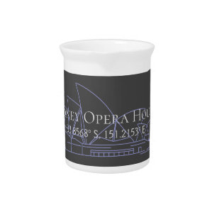 Sydney Opera House Latitude Longitude Beverage Pitcher