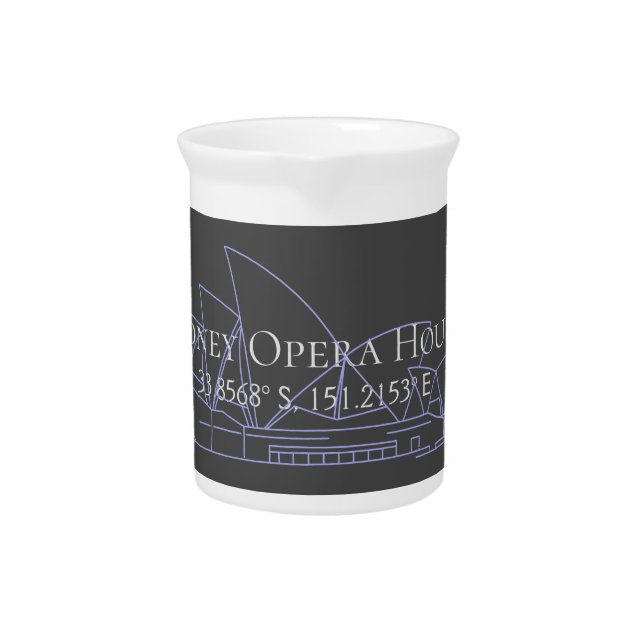 Sydney Opera House Latitude  Longitude  Beverage Pitcher (Front)