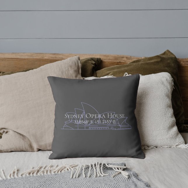 Sydney Opera House Latitude  Longitude  Throw Pillow (Creator Uploaded)