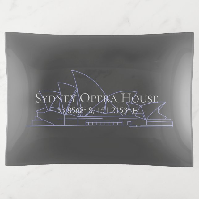 Sydney Opera House Latitude  Longitude  Trinket Tray (Front)