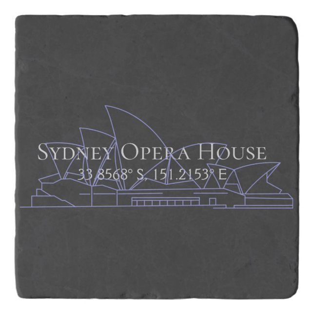 Sydney Opera House Latitude  Longitude  Trivet (Front)