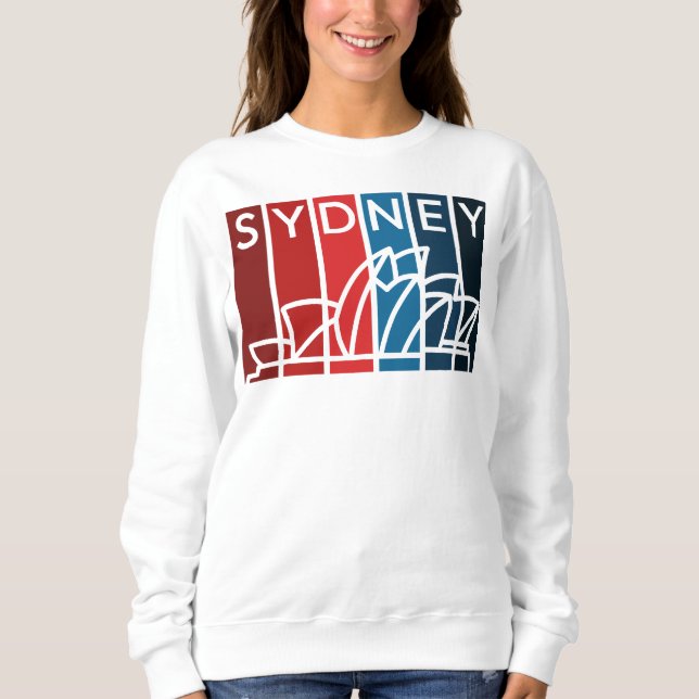 Sydney Opera House Shades of Red and Blue Sweatshirt (Front)