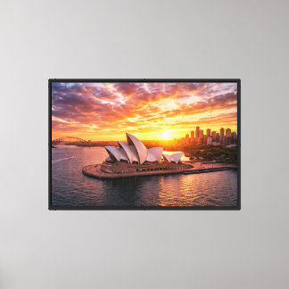 Sydney Opera House Sunset Aerial Photography Canvas Print