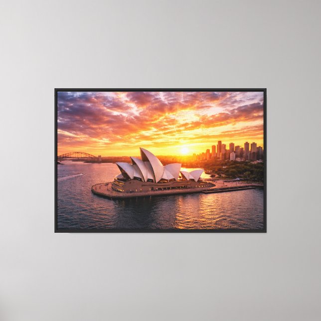 Sydney Opera House Sunset Aerial Photography Canvas Print (Front)