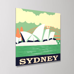 Sydney Opera House Vintage Poster Acrylic Photo Tile