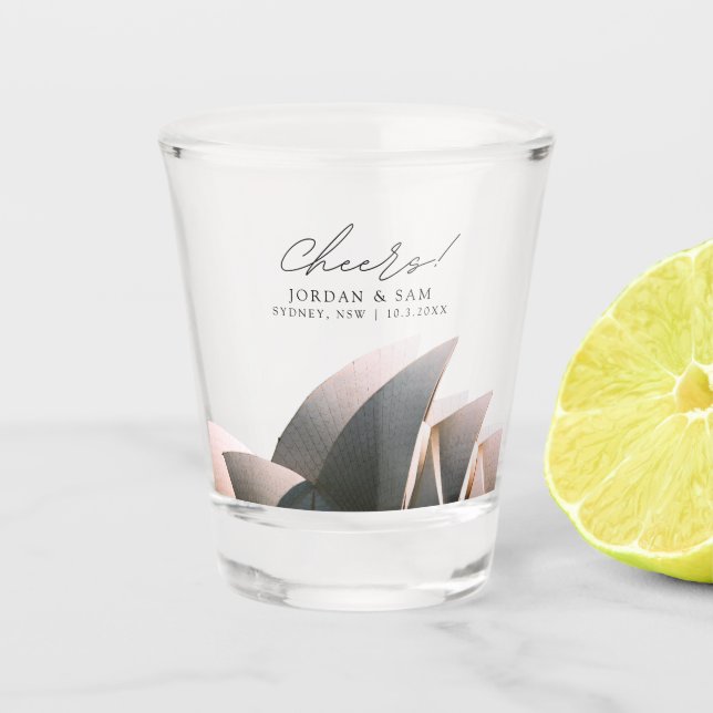 Sydney Opera House Wedding Favor Cheers Shot Glass (Front)