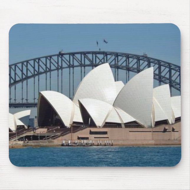 Sydney Opera House with Harbour Bridge Background. Mouse Pad (Front)