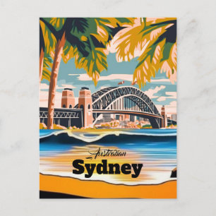 Sydney Postcard, hand drawn city card, illustrated Invitation Postcard