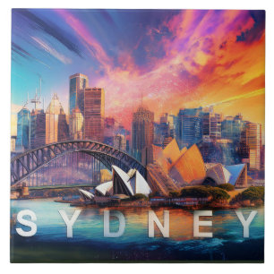 Sydney Skyline Art Ceramic Tile