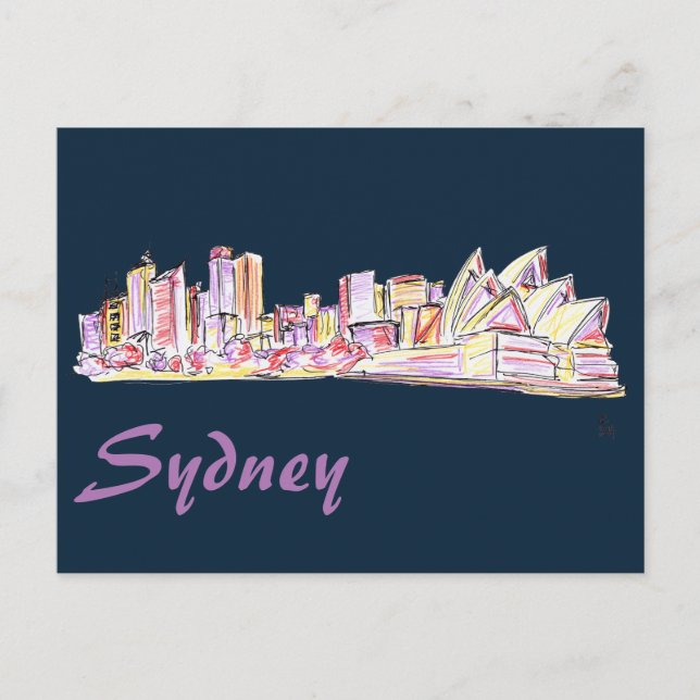 Sydney Skyline Drawing Postcard (Front)