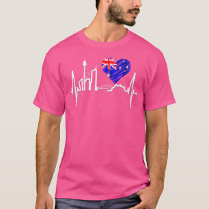 Sydney Skyline Heartbeat Australia Flag Lover Oper T-Shirt