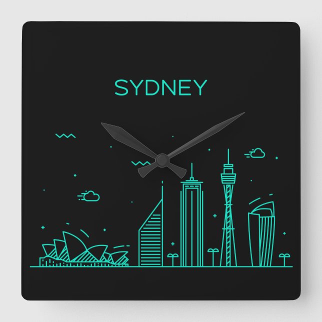 Sydney skyline square wall clock (Front)