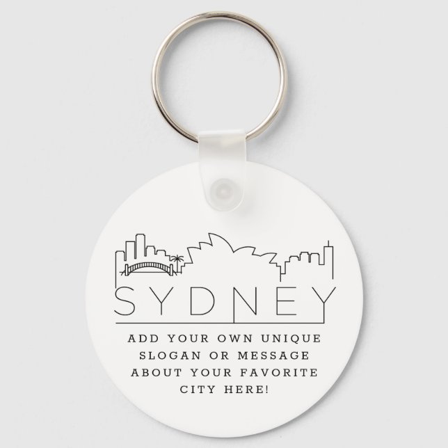 Sydney | Stylized Skyline Custom Slogan Keychain (Front)