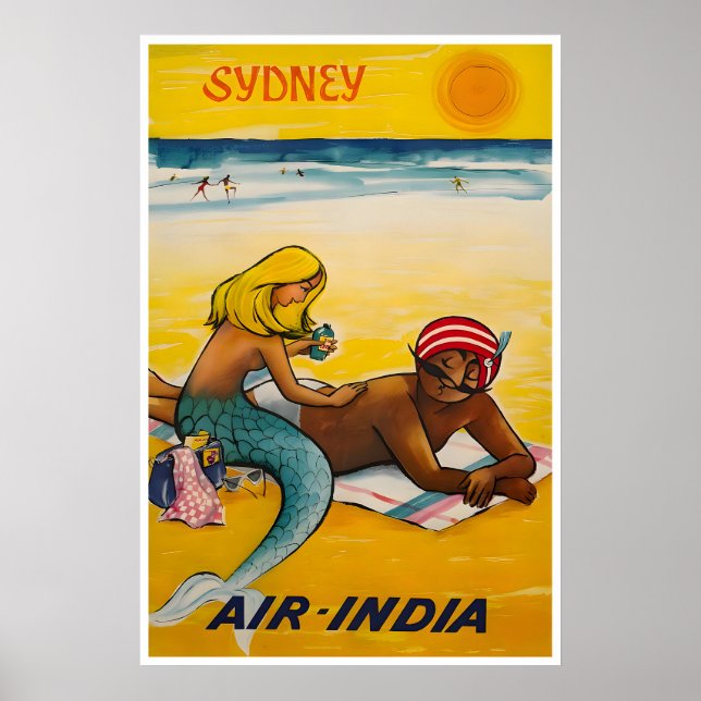 Sydney Travel Poster Australia Beach Art (Front)