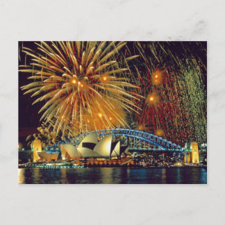 Sydney under Fireworks Postcard