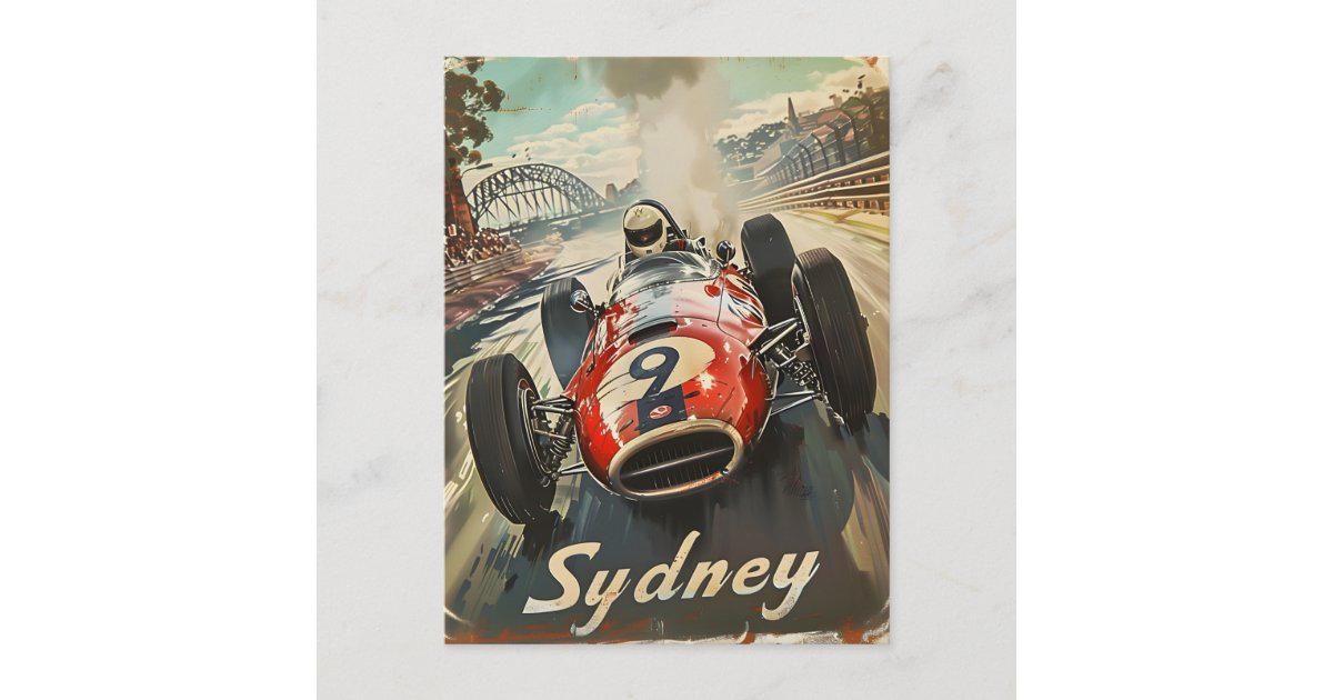 Sydney vintage racing car postcard | Zazzle