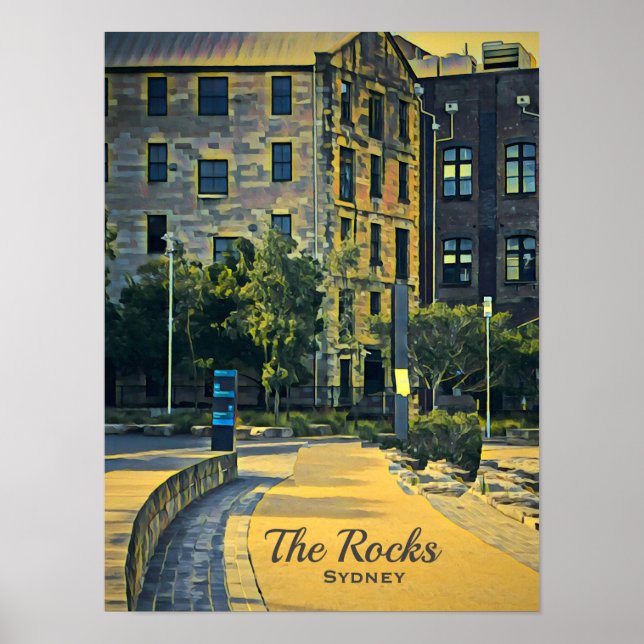 Sydney vintage The Rocks scenic travel Poster (Front)