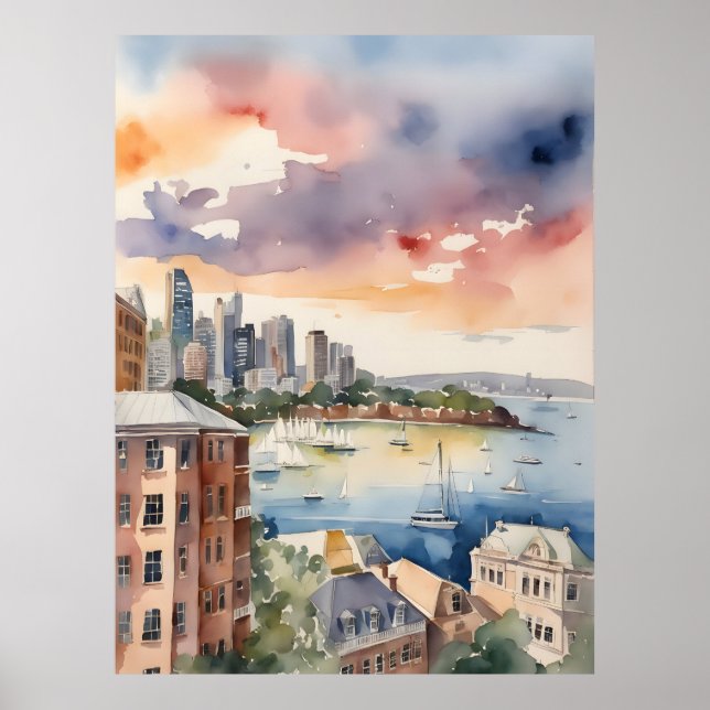Sydney watercolor art poster (Front)