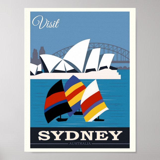 Sydney's Opera House and Harbor Bridge, Travel Poster (Front)