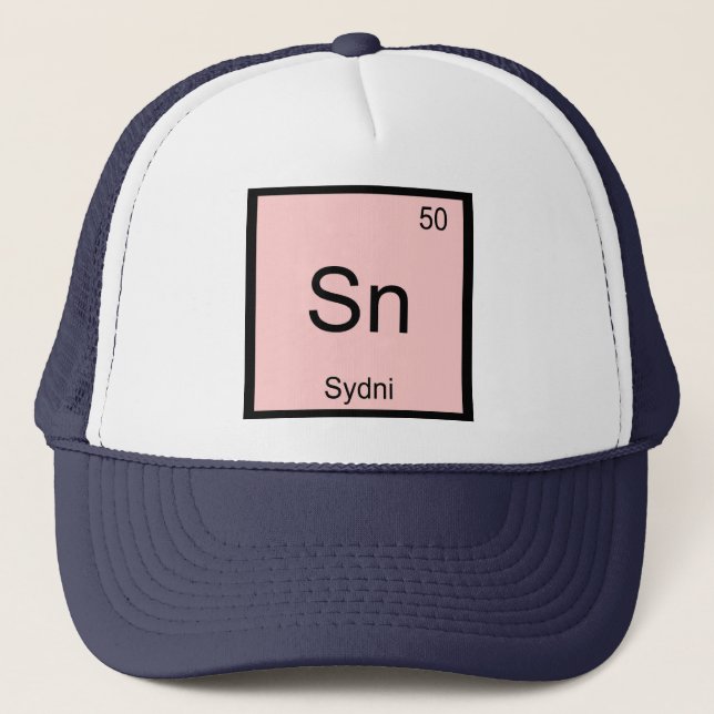 Sydni Name Chemistry Element Periodic Table Trucker Hat (Front)