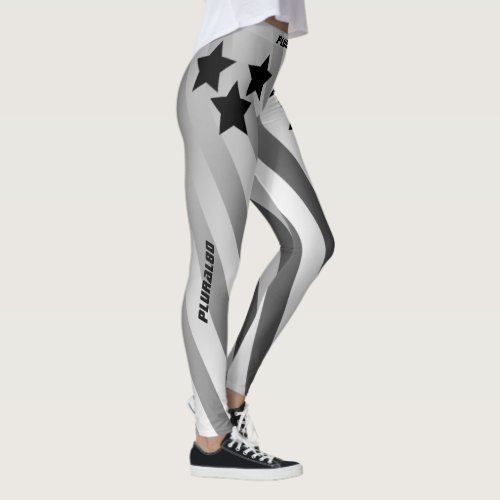 Sylish monogrammed black white gray gradient gym leggings