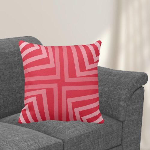 Sylish Red Nested Corner Pattern Throw Pillow