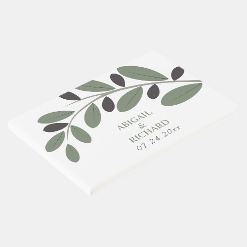 Sylized Olive branch Mediterranean charm wedding Guest Book