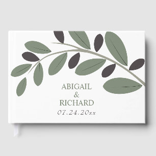 Sylized Olive branch Mediterranean charm wedding Guest Book