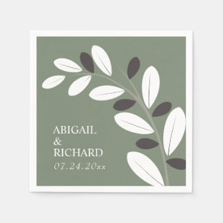 Sylized Olive branch Mediterranean green wedding Napkins