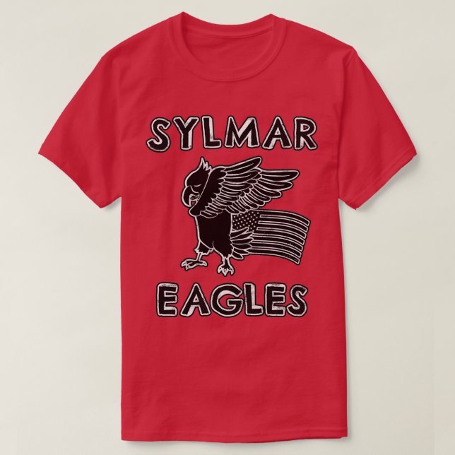 Sylmar Eagles school mascot american flag T-Shirt (Design Front)