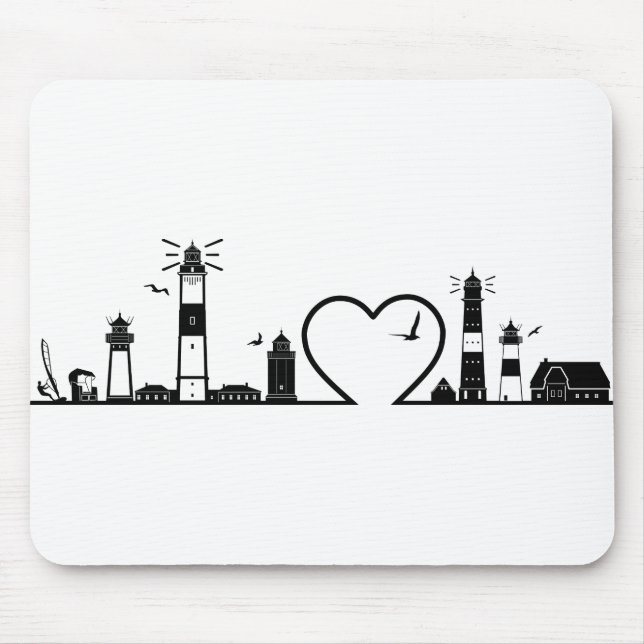 SYLT Nordsee Insel City Skyline Silhouette Mouse Pad (Front)