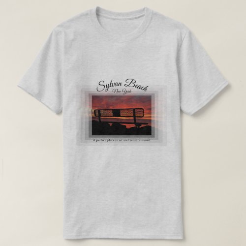 Sylvan Beach Sunset Bench T_Shirt